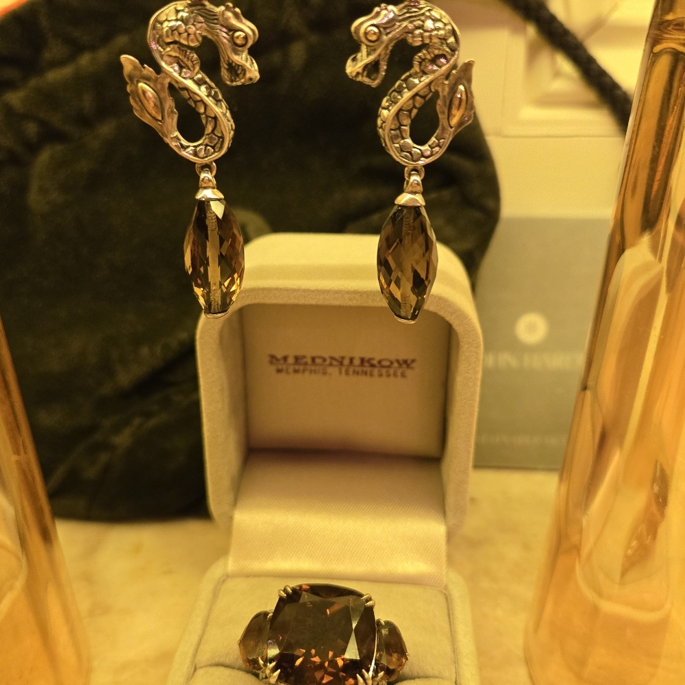 John Hardy Dragon Smoky Quartz and Citrine drop earrings (rare & discontinued) - Picture 9 of 9